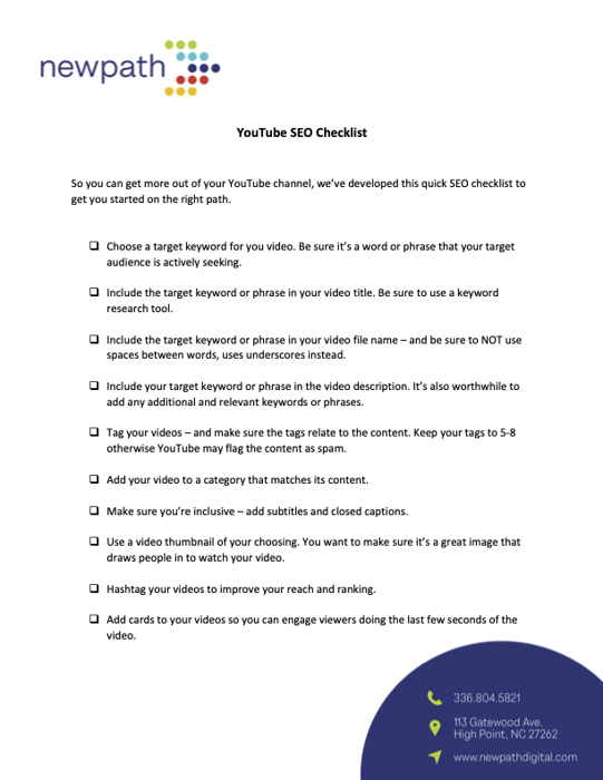 YouTube SEO Checklist YouTube SEO Checklist